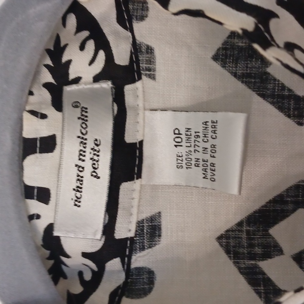 Richard Malcolm Sz 10P, Elegant Black and White, Linen Patterned Blouse/jacket - Picture 2 of 11